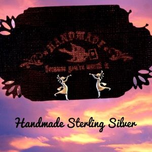 Kokopelli Post Earrings Sterling Silver Handmade